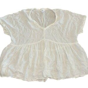 Time And Tru XL 16-18 Womens Peplum Top Winter White 100% Rayon Lightweight Boho